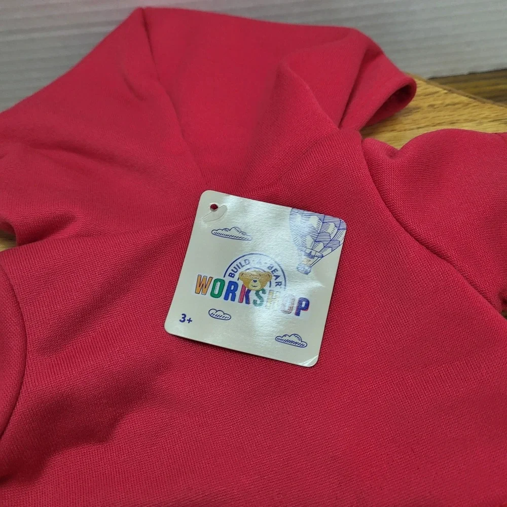 NWT Build A Bear Workshop Red Hugs Hoodie Denim Skirt Plush Outfit Accessory